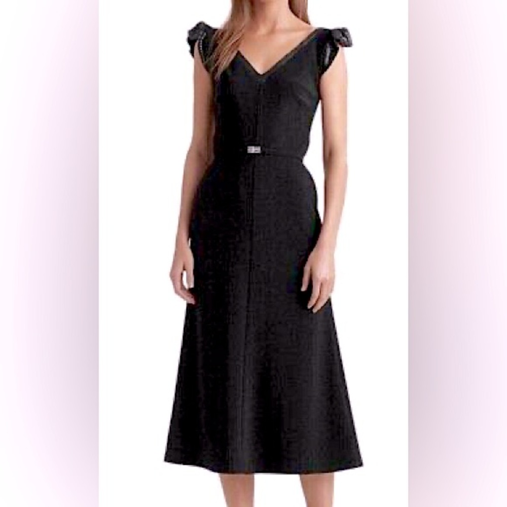 Ralph Lauren Women's Black Sequin Flutter Sleeve V Neck Dress| Size 14